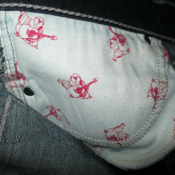 SIZE 32 TRUE RELIGION BECKY CRYSTAL PAVE SLIM BOOTCUT DARK RINSE JEANS womens - Picture 11 of 11